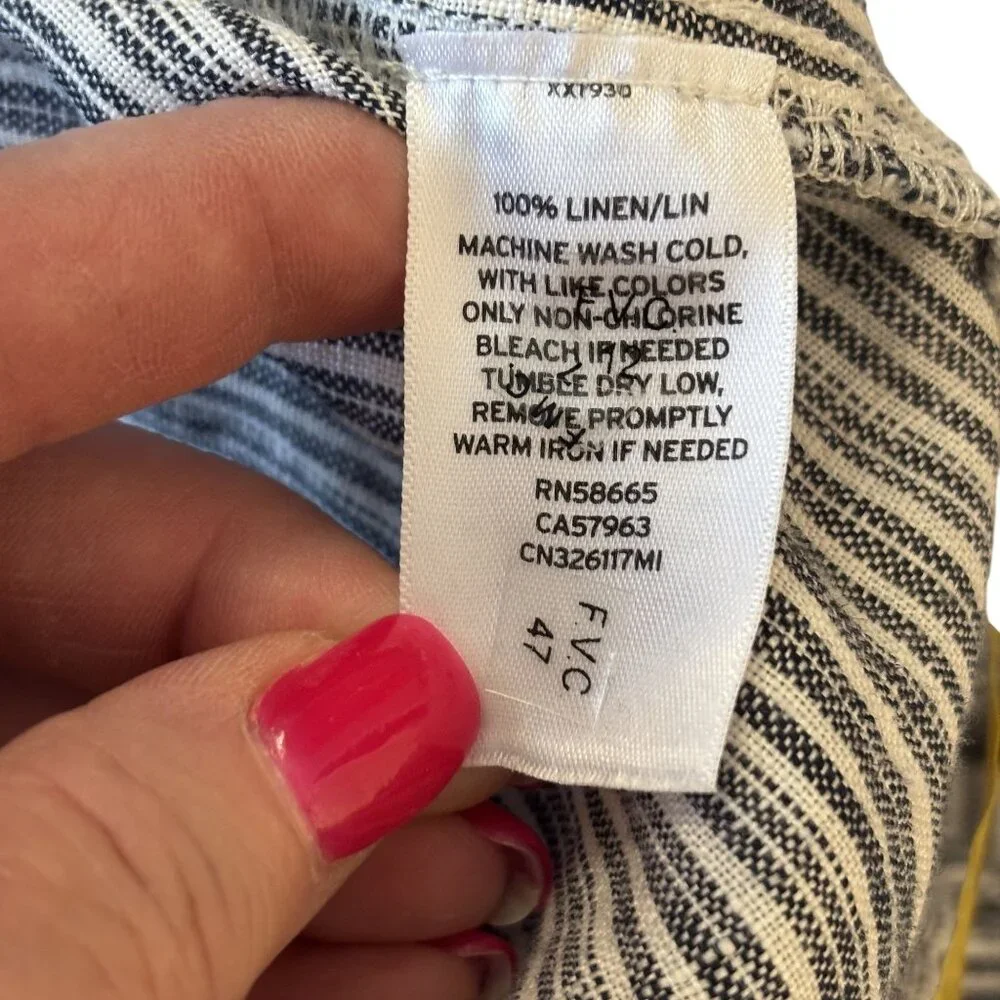 Caslon Striped 100% Linen Drawstring Pants Size L - Picture 13 of 14